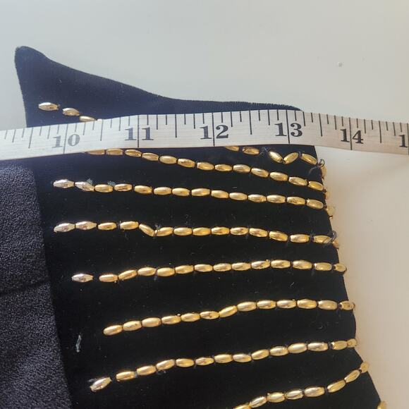 Vintage Caché Gold Beaded Embellished Wool Mini Pencil Black Skirt 10 - Picture 7 of 9